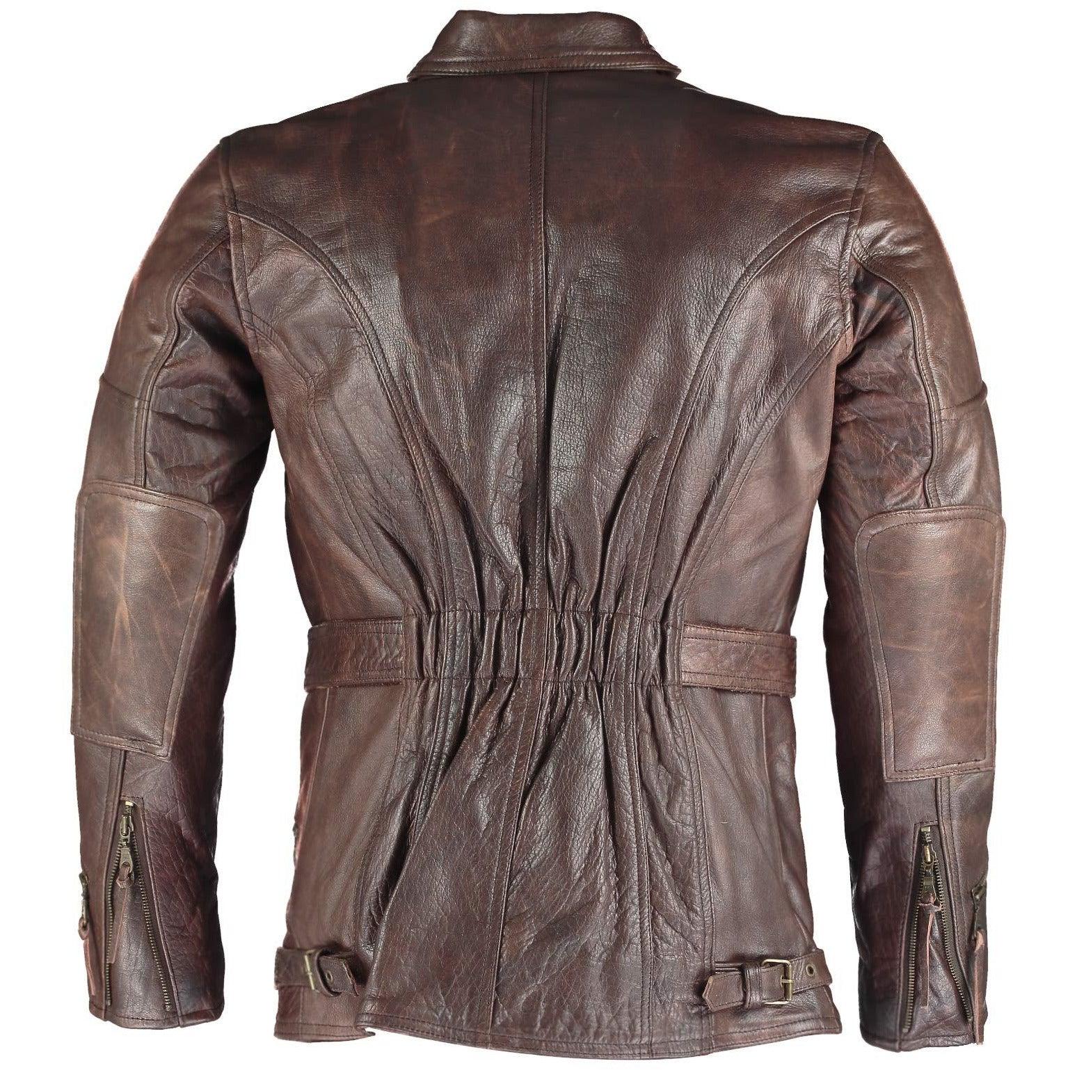 Long Eddie Dark Brown Belted Biker Leather Jacket