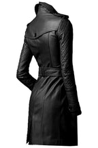 Elisha Double-Breasted Black leather Trench Coat