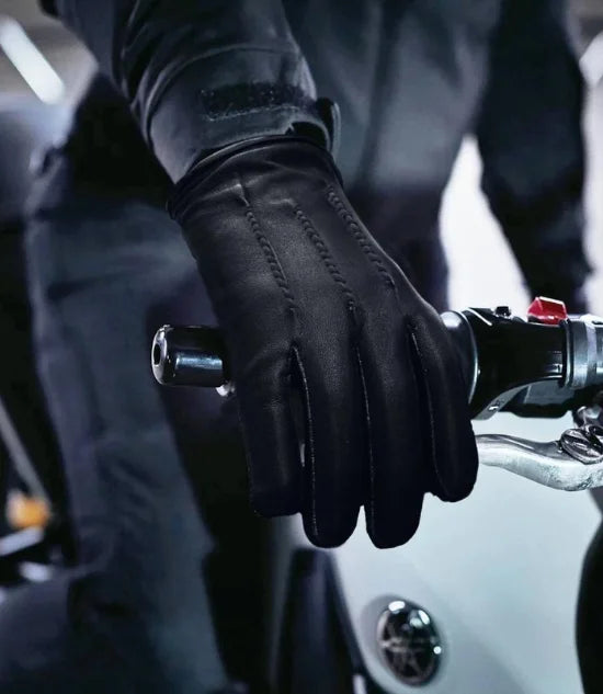 Men's Black Lined Leather Gloves