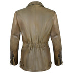 Mens 3/4 Length Eddie Biker Tan Distressed Leather Motorcycle Jacket