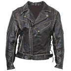 Men's Antique Brown Rub-Off Motorcycle Leather Jacket Biker Cowhide