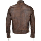 Mens Ashwood Biker Style Vintage Brown Leather Jacket
