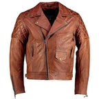 Mens Ashwood Diamond Vintage Brown Biker Style Leather Jacket