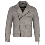 Mens Ashwood Diamond Vintage Grey Biker Style Leather Jacket