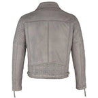 Mens Ashwood Diamond Vintage Grey Biker Style Leather Jacket