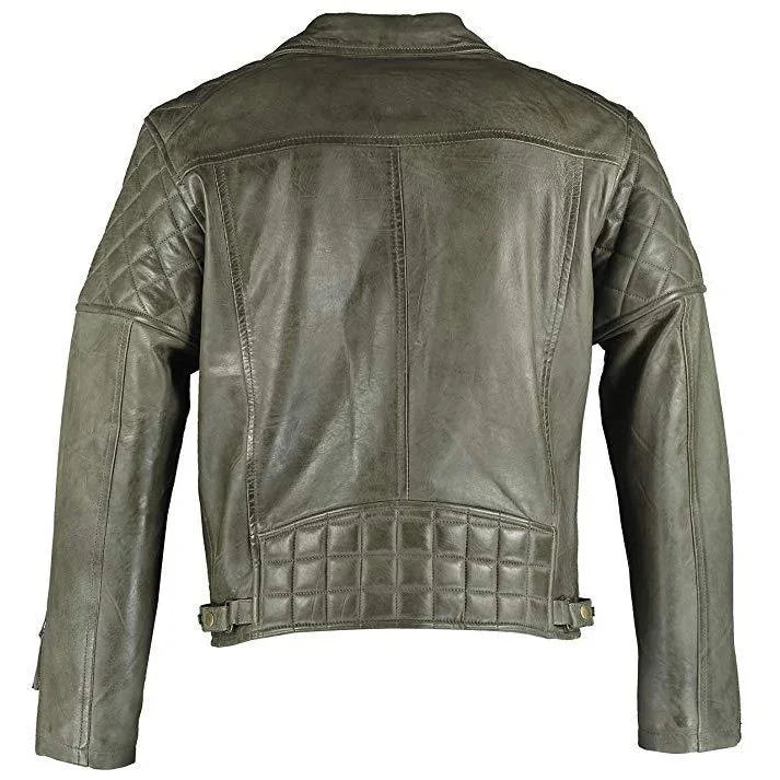 Mens Ashwood Diamond Vintage Olive Green Leather Jacket