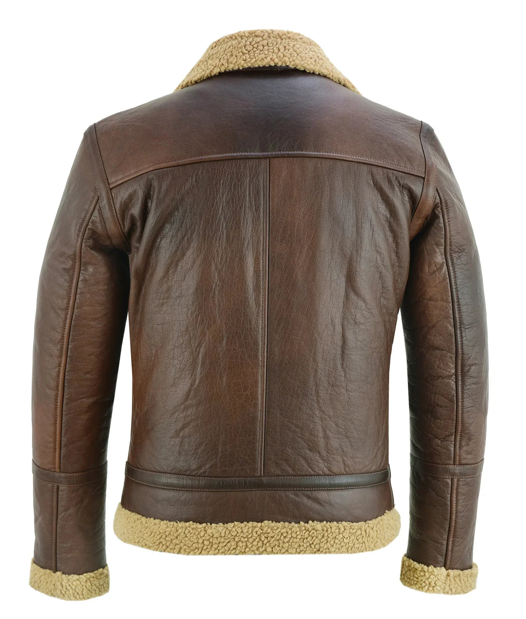 Men's Aviator Style Brown Bomber Flying Pilot Fur Jacket