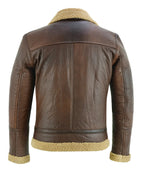 Men's Aviator Style Brown Bomber Flying Pilot Fur Jacket