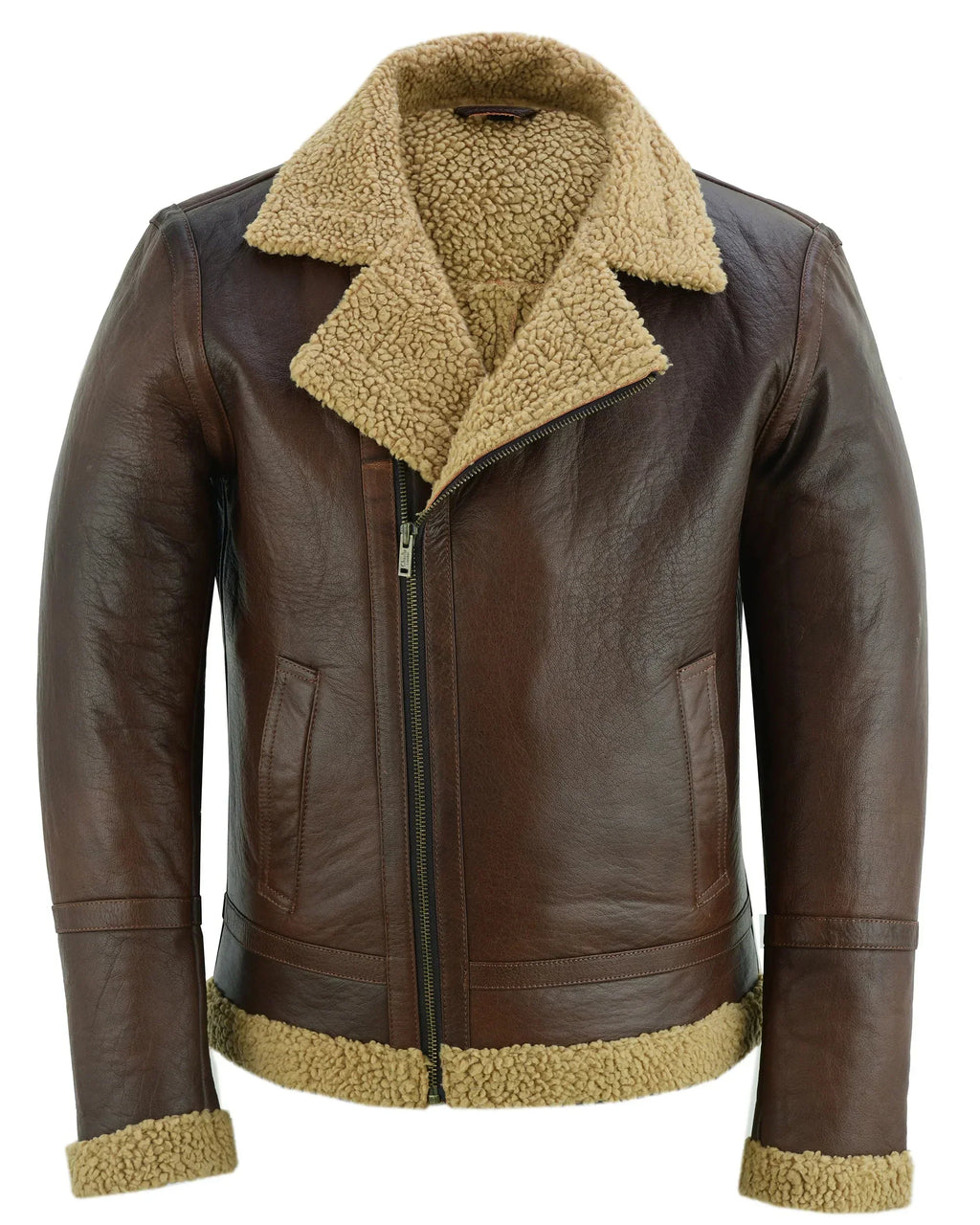 Men's Aviator Style Brown Bomber Flying Pilot Fur Jacket