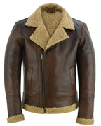 Men's Aviator Style Brown Bomber Flying Pilot Fur Jacket