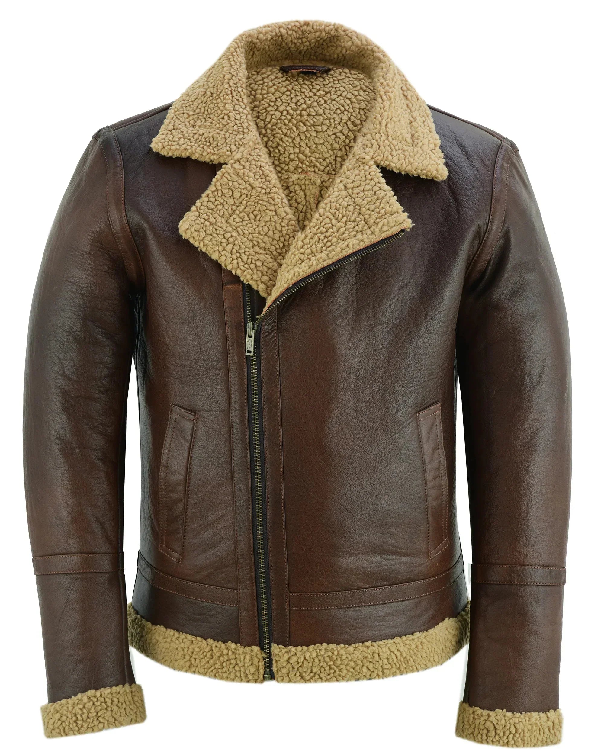 Men's Aviator Style Brown Bomber Flying Pilot Fur Jacket
