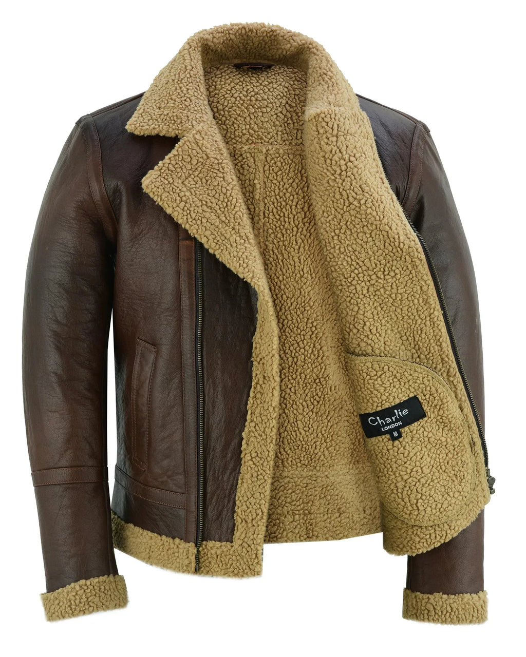 Men's Aviator Style Brown Bomber Flying Pilot Fur Jacket