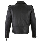 Men's Belted Cross Zip Brando Biker Black Leather Jacket