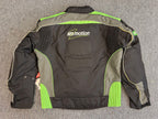 Mens Black And Green Reflective Biker Textile Jacket 2XL