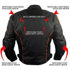 Mens Black and Orange Fabric Textile Armoured Motorcycle Jacket Biker Double Lin