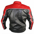 Men's Black and Red Racer Motorcycle Jacket 2XL