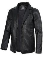 Surrey Men's Two Button Black Leather Blazer