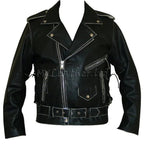 Men's Black Leather USA Eagle Embossed Motorcycle Jacket
