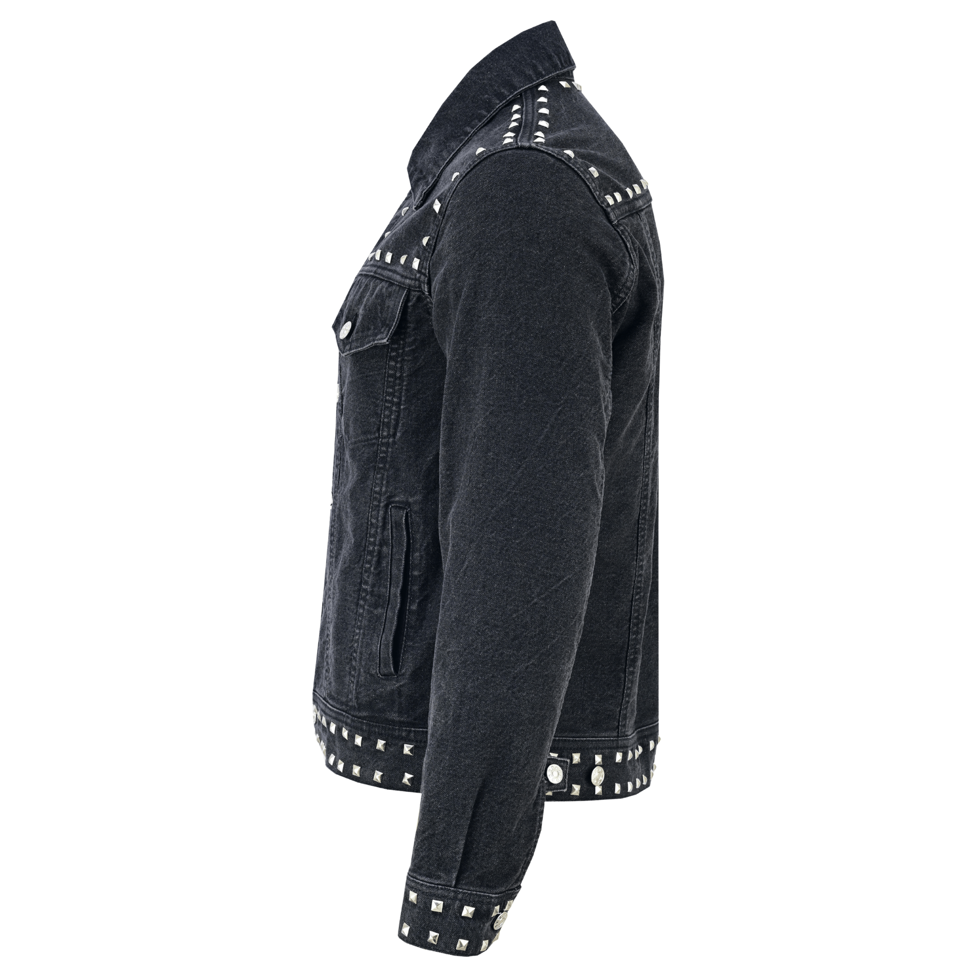 Men’s Black Studded Denim Jacket | Rock-Inspired Premium Outerwear