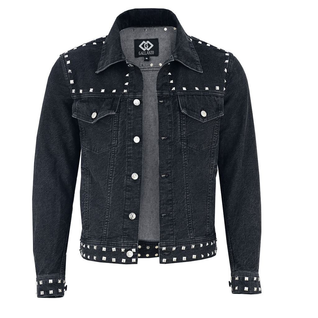 Men’s Black Studded Denim Jacket | Rock-Inspired Premium Outerwear
