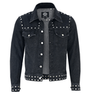 Men’s Black Studded Denim Jacket | Rock-Inspired Premium Outerwear