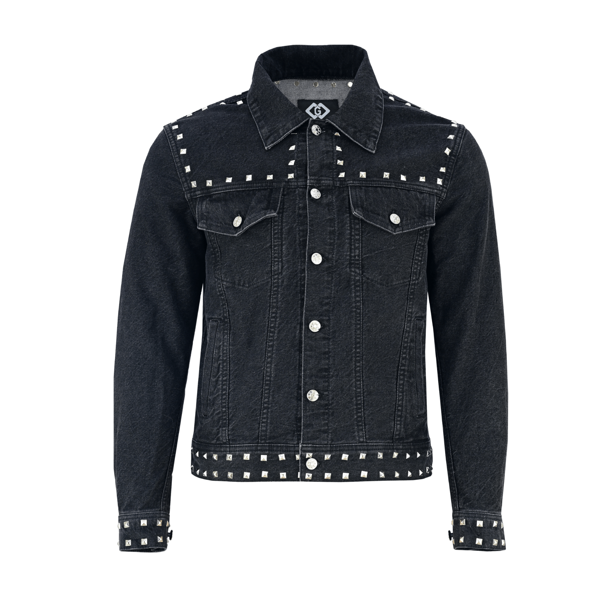 Men’s Black Studded Denim Jacket | Rock-Inspired Premium Outerwear
