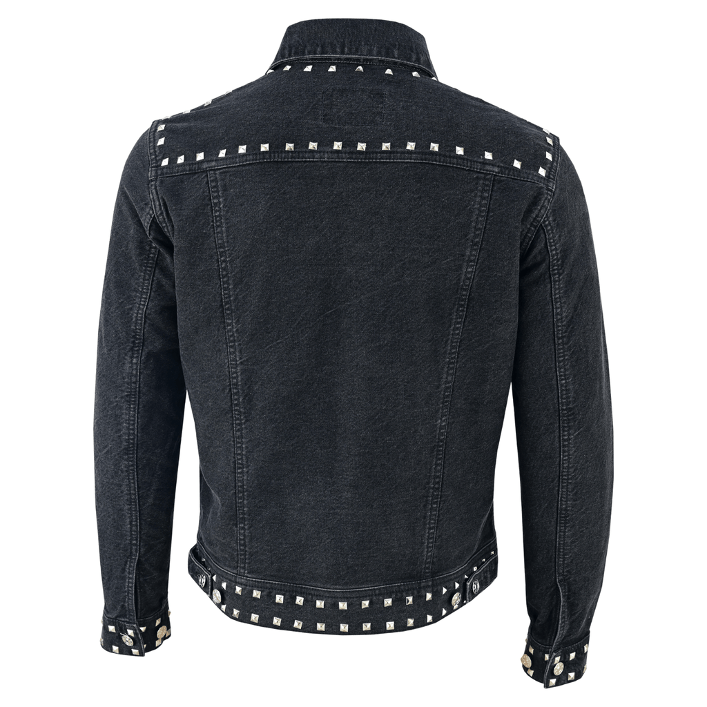 Men’s Black Studded Denim Jacket | Rock-Inspired Premium Outerwear