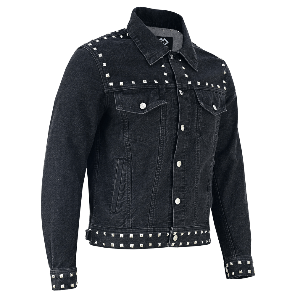 Men’s Black Studded Denim Jacket | Rock-Inspired Premium Outerwear