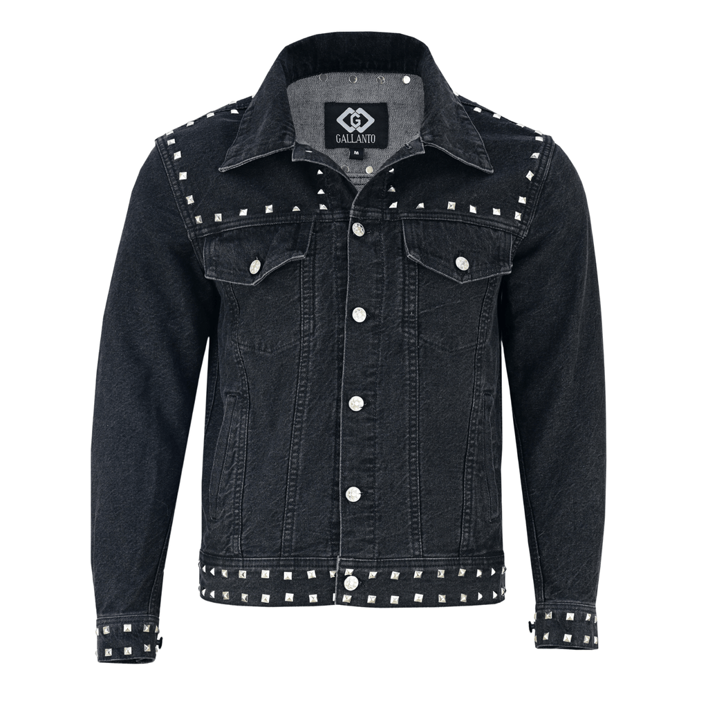 Men’s Black Studded Denim Jacket | Rock-Inspired Premium Outerwear