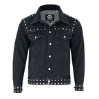 Men’s Black Studded Denim Jacket | Rock-Inspired Premium Outerwear