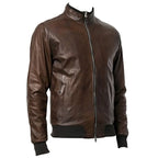 Mens Bomber Zipped Smart Leather Jacket