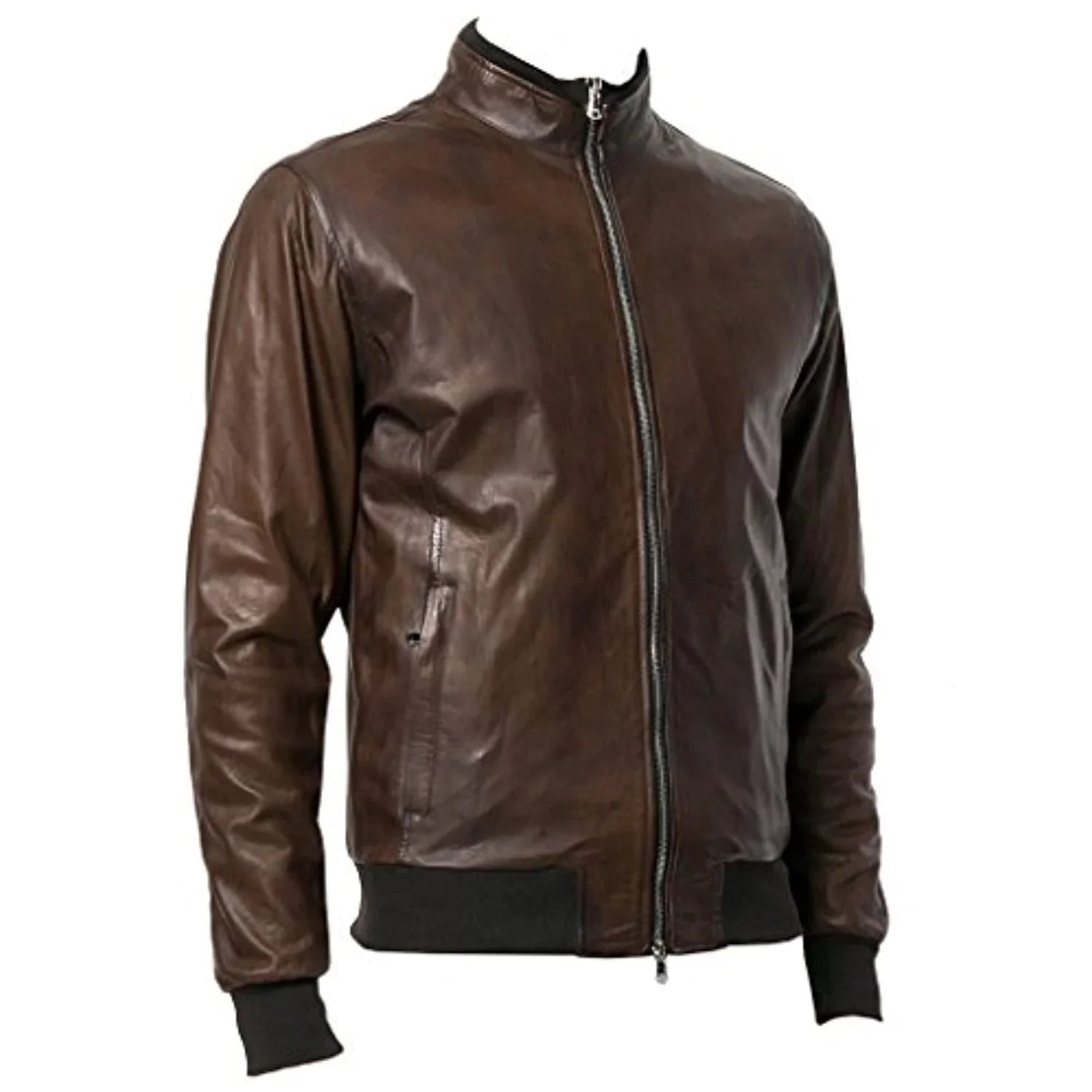 Mens Bomber Zipped Smart Leather Jacket