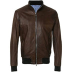 Mens Bomber Zipped Smart Leather Jacket