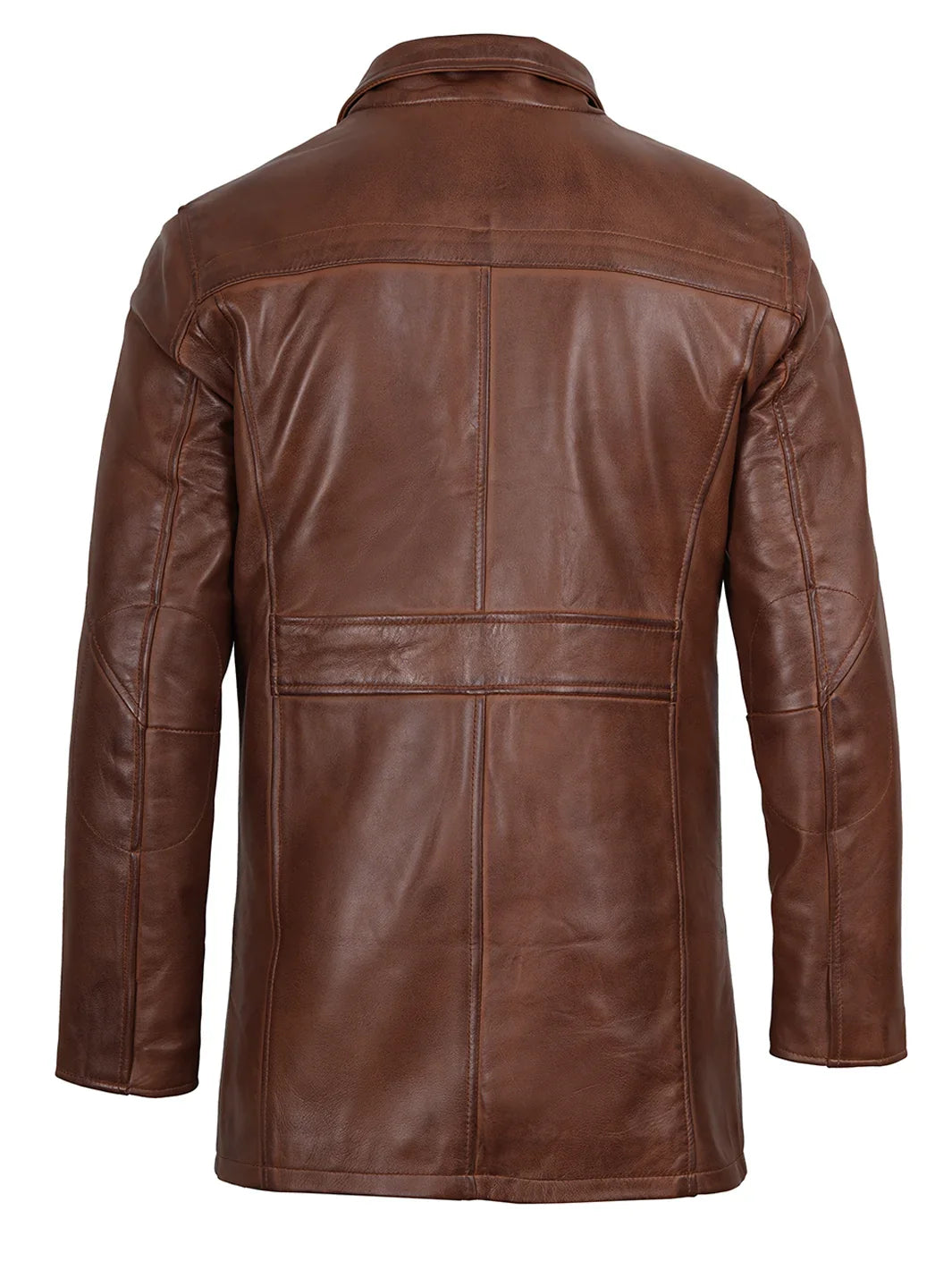 Bristol Men's Vintage Cognac Brown Leather Car Coat