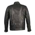 Mens Brown Leather Jacket with Front Zipper Closure