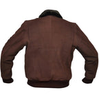 Men's Brown Nubuck Leather Fur Bomber Pilot Jacket