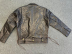 Men's BrownLeather Brando Motorcycle Riders Jacket Full Belt
