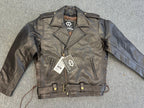 Men's BrownLeather Brando Motorcycle Riders Jacket Full Belt