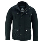 Men's Classic Black Waxed Cotton Motorcycle Jacket Textile Biker Armoured vintag