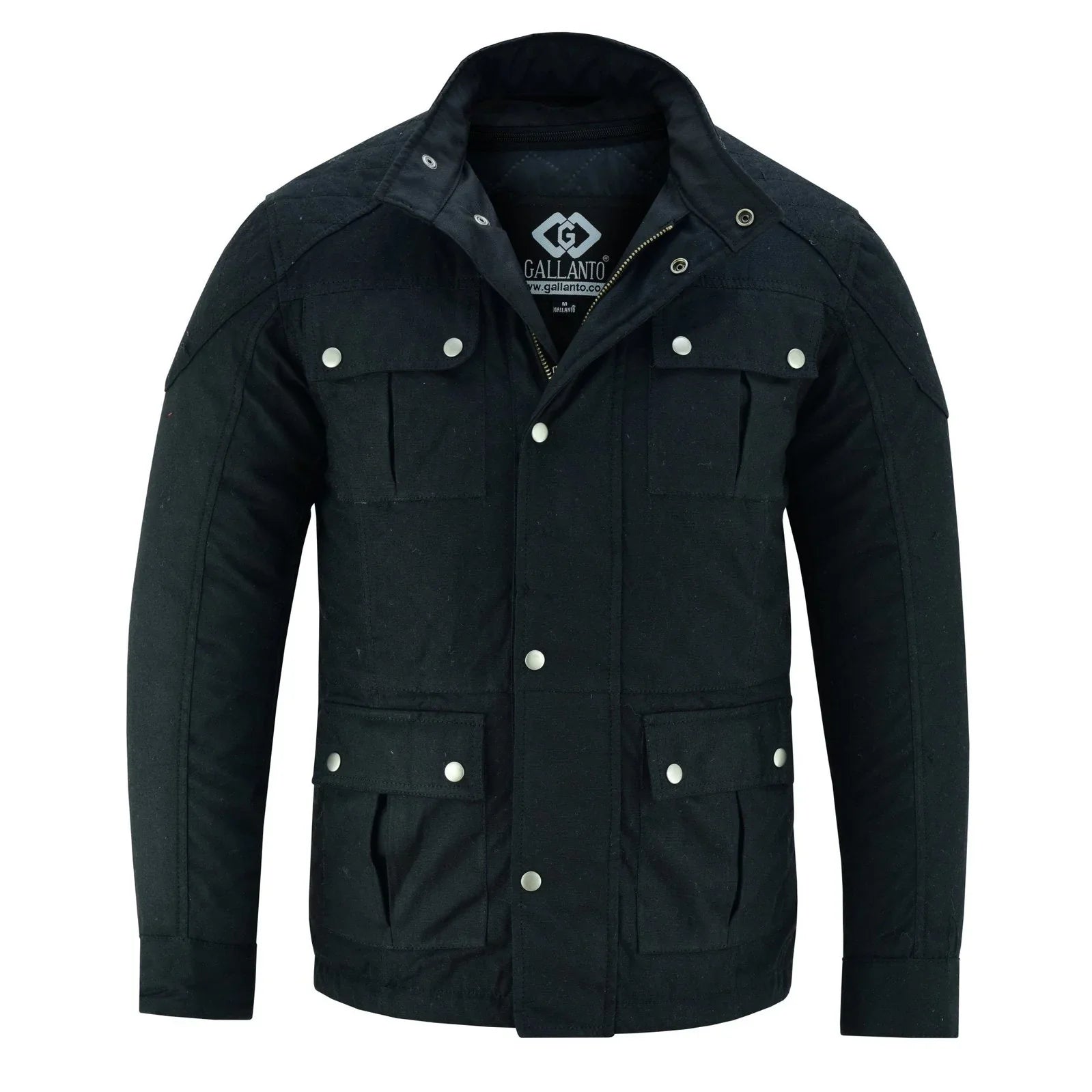 Men's Classic Black Waxed Cotton Motorcycle Jacket Textile Biker Armoured vintag