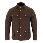 Men's Classic Brown Waxed Cotton Motorcycle Jacket Textile Biker Armoured vintag