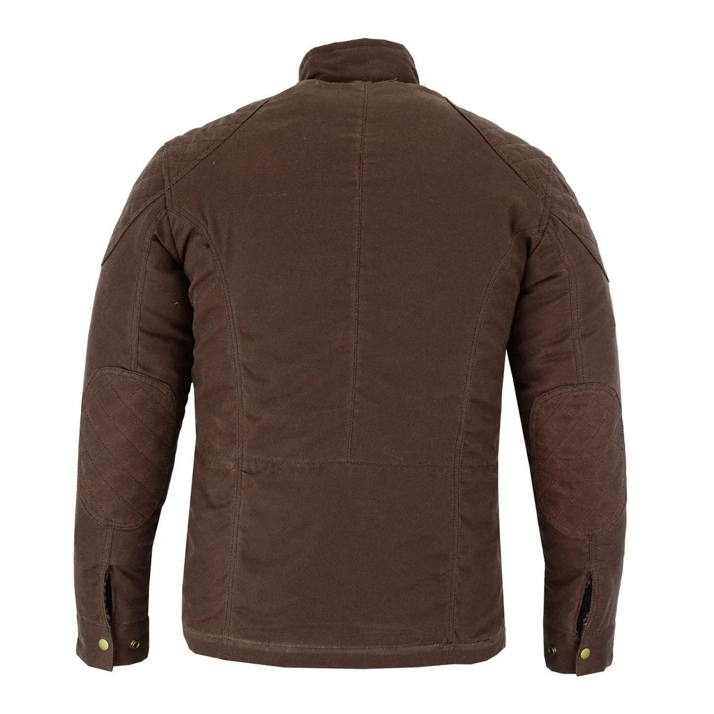 Men's Classic Brown Waxed Cotton Motorcycle Jacket Textile Biker Armoured vintag