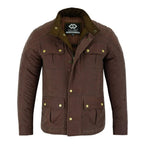 Men's Classic Brown Waxed Cotton Motorcycle Jacket Textile Biker Armoured vintag