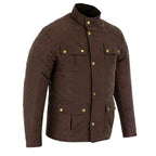 Men's Classic Brown Waxed Cotton Motorcycle Jacket Textile Biker Armoured vintag