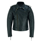 Men's Cool Rider Black Vented Premium Leather Motorcycle Jacket