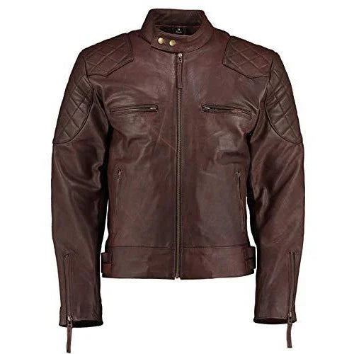 Mens David Beckham Stannard Vintage Brown Leather Jacket