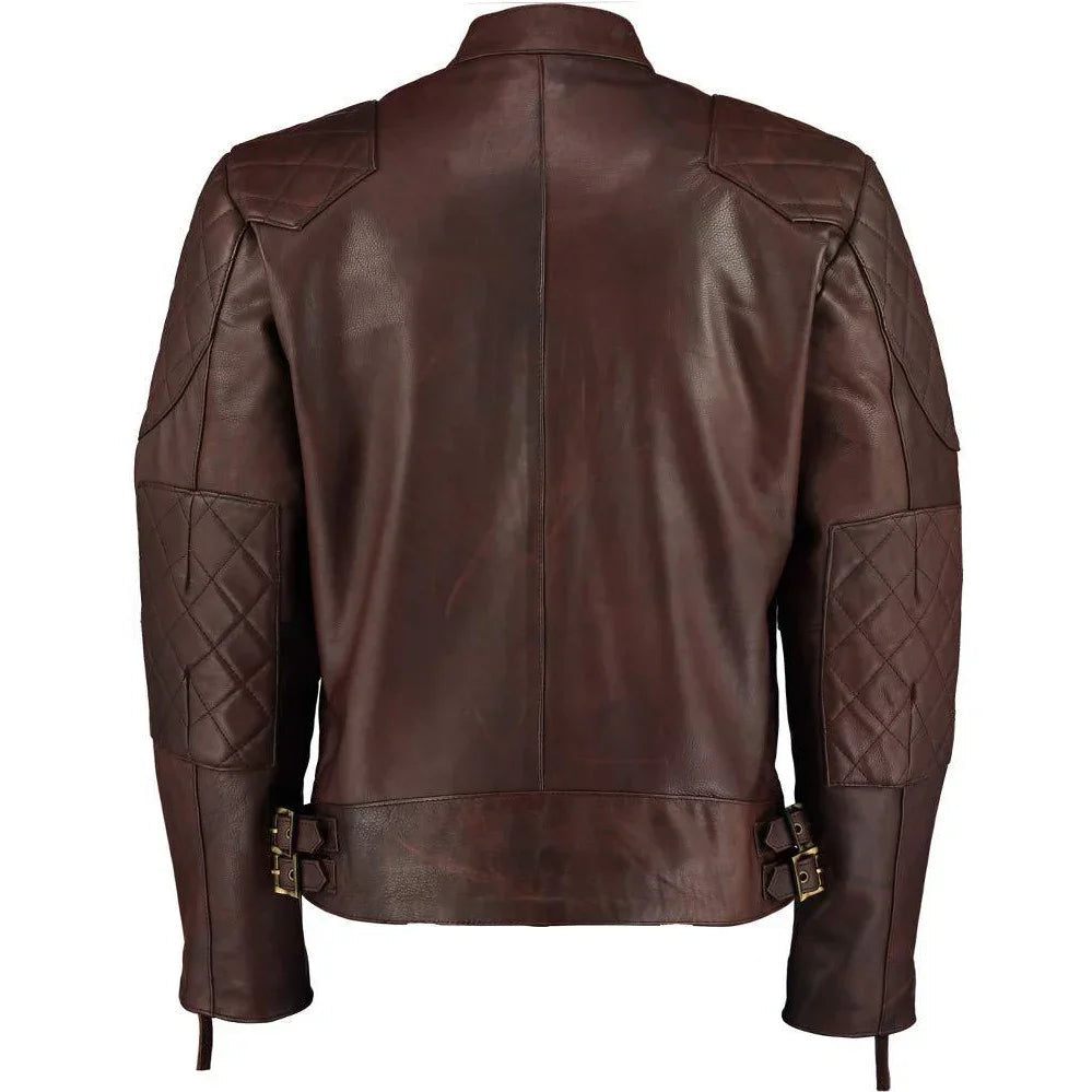 Mens David Beckham Stannard Vintage Brown Leather Jacket