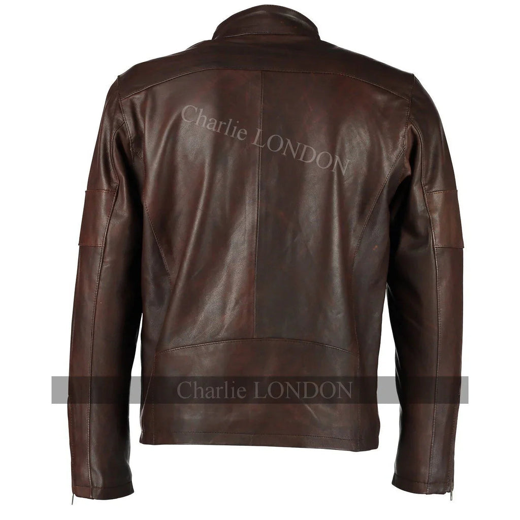 Mens Daytona Vintage Brown Classic Style Leather Jacket