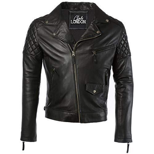 Mens Diamond Biker Style Leather Biker Jacket : Soltau