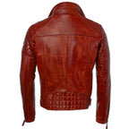 Mens Diamond Red Biker Leather Biker Jacket : Soltau